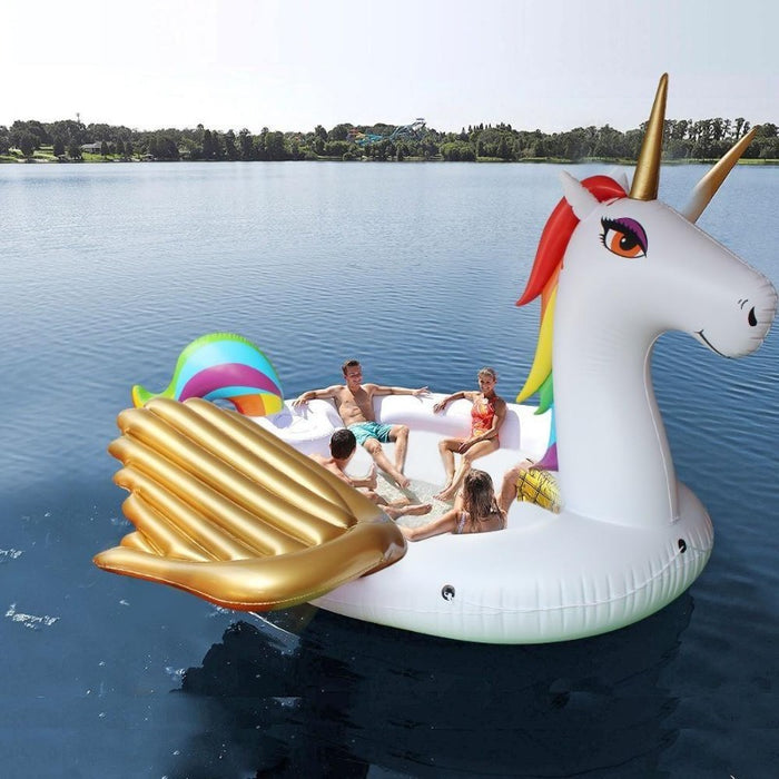 Gigantic Inflatable Golden Unicorn Adult Pool Float.