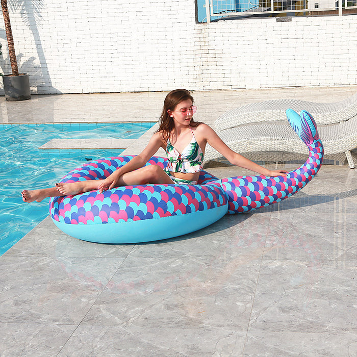 Ring Inflatable Pool Float With Mermaid Tail.
