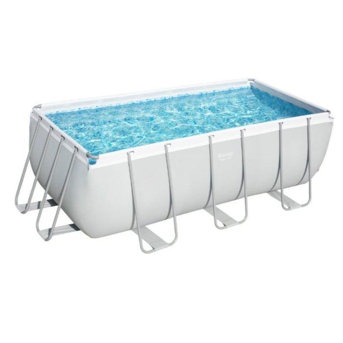 The Power Steel Rectangular Swimming Pool Hot Tub Spa Set