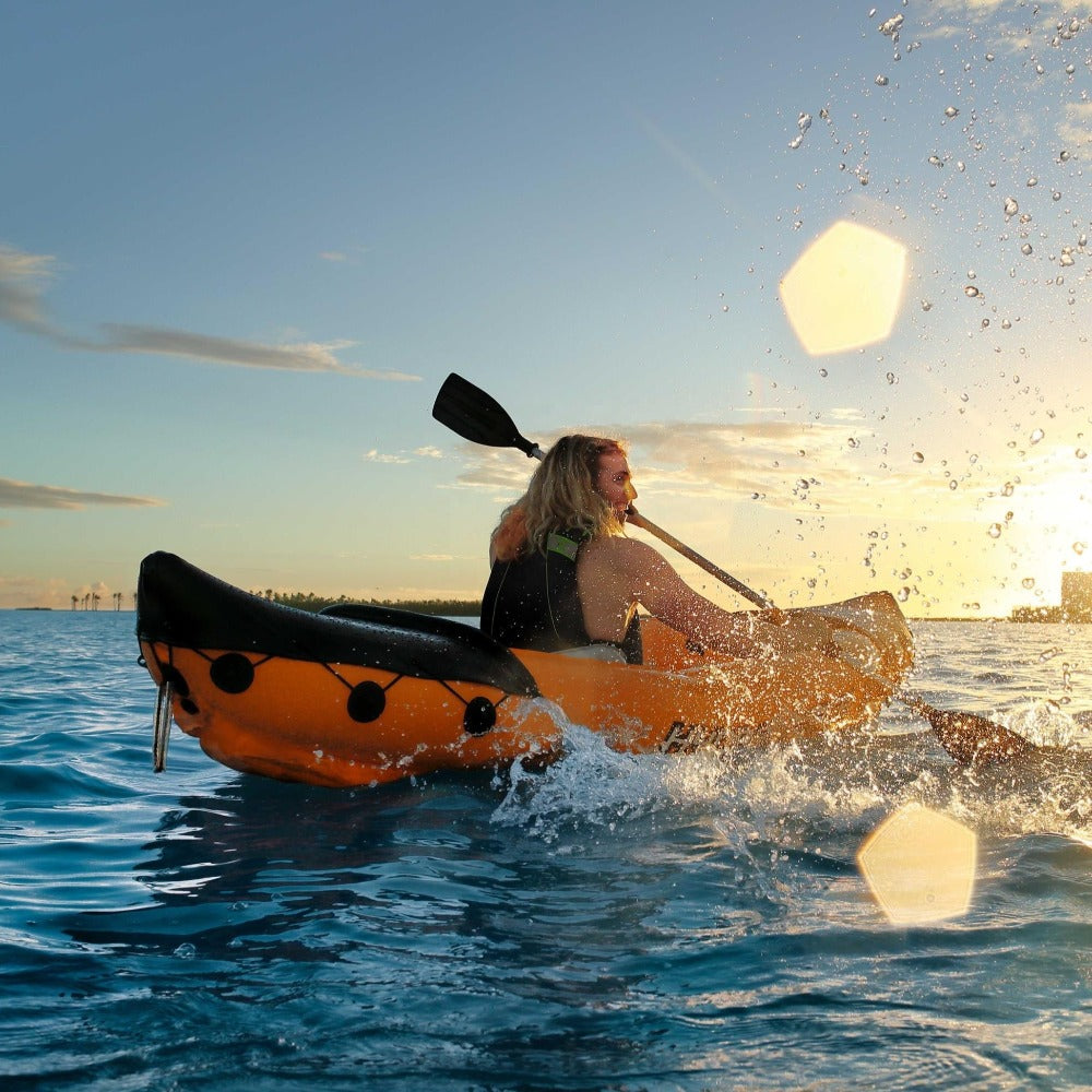 The Orange Fishing Kayak Inflatable Set