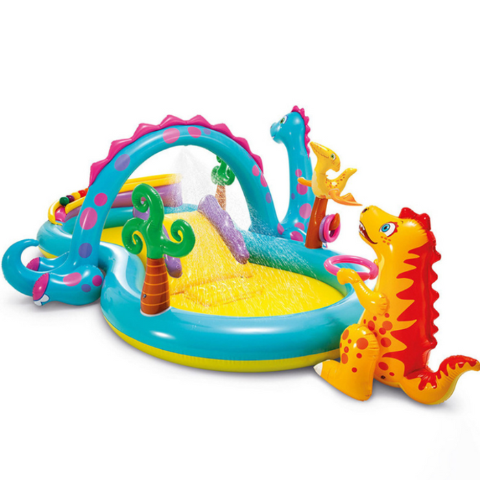 The Dino Island Inflatable Swimming Pool Water Park Float Play Center With Slide