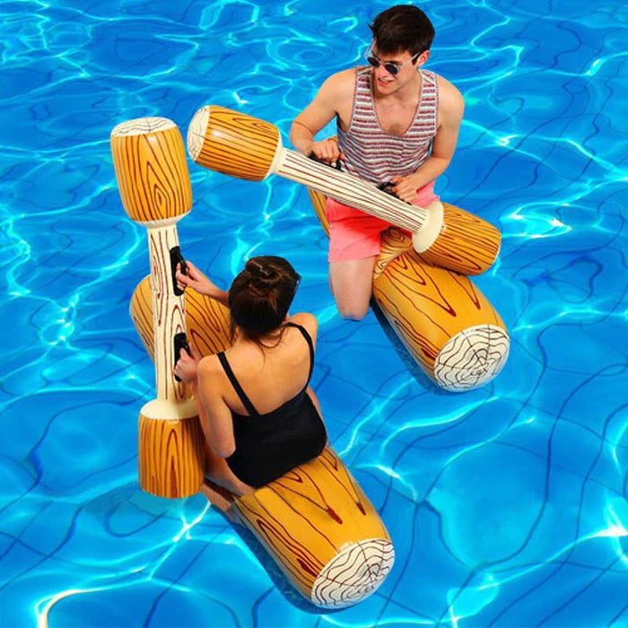 Wooden Inflatable Battle Log Float For 2 Players