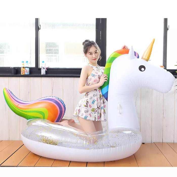 Unicorn Semi-Transparent & White Inflatable Pool Float
