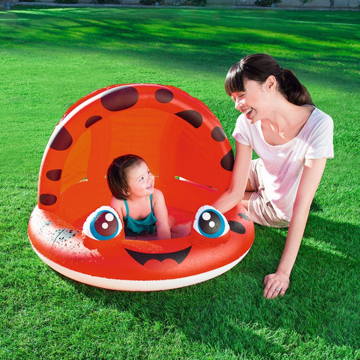 The Paddling Frog Pool With Sun Shade Inflatable Swimming Pool Float