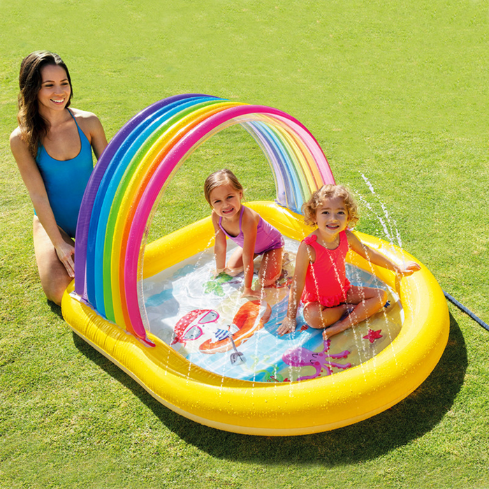 The Rainbow Inflatable Swimming Pool Float With Sprayer